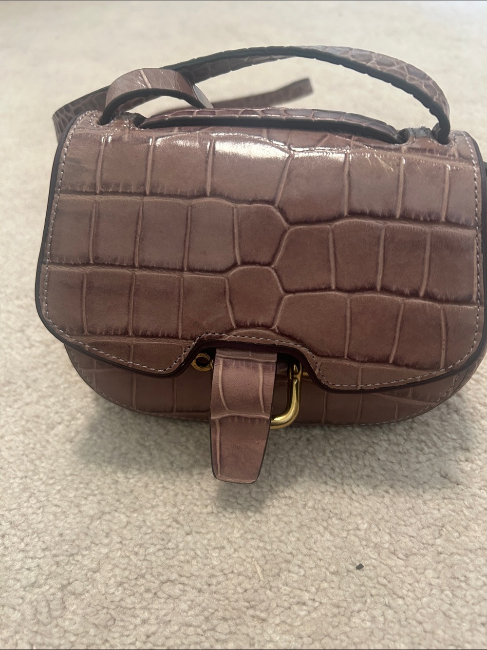 J. Crew Croc-Embossed Crossbody Bag in Taupe